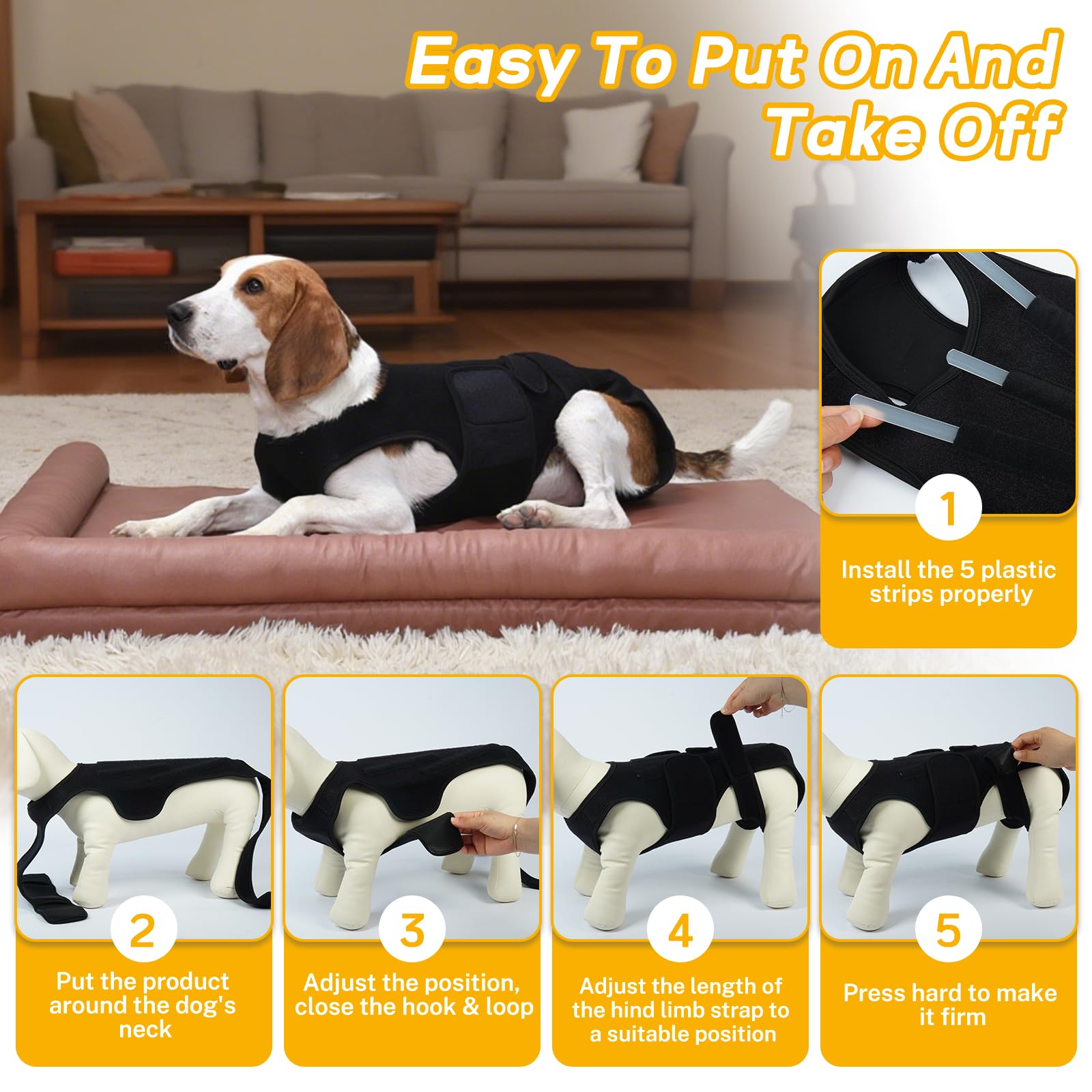 LeleTail adjustable strap secures fit around belly and hind legs