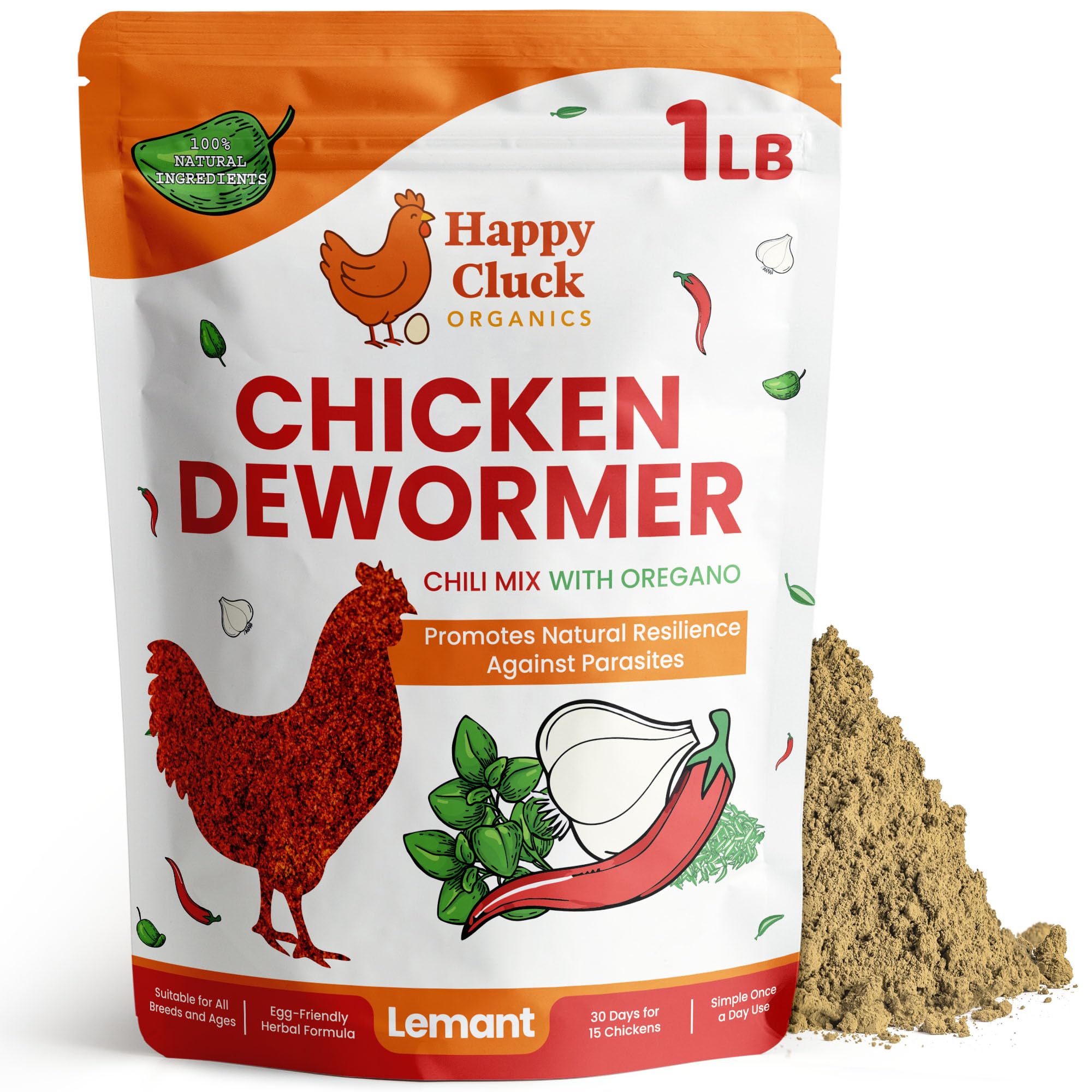 Lemant natural chicken dewormer chili mix bag for year-round flock support