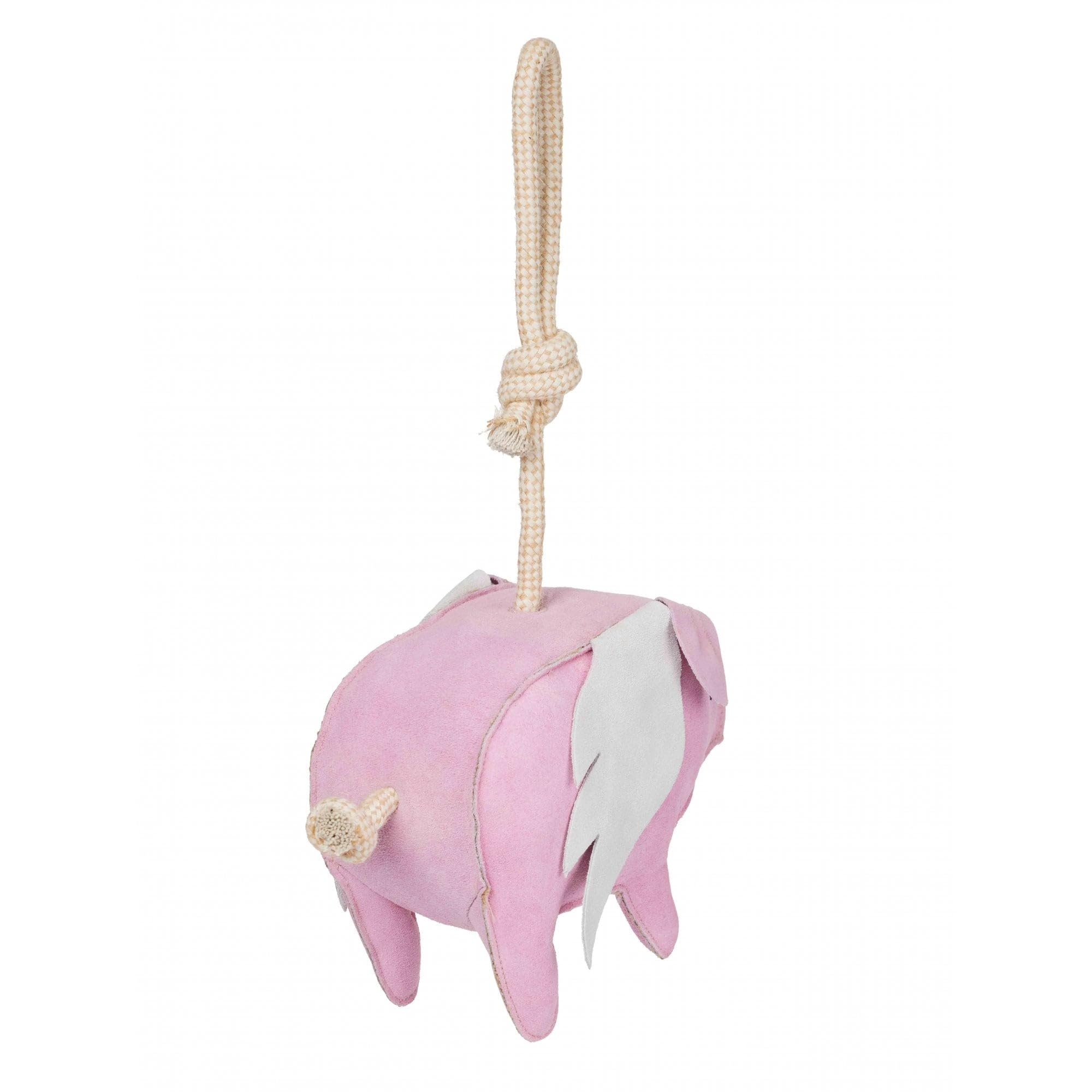 LeMieux hessian-filled flying pig toy offers durable stimulation during pull play and safe chewing.