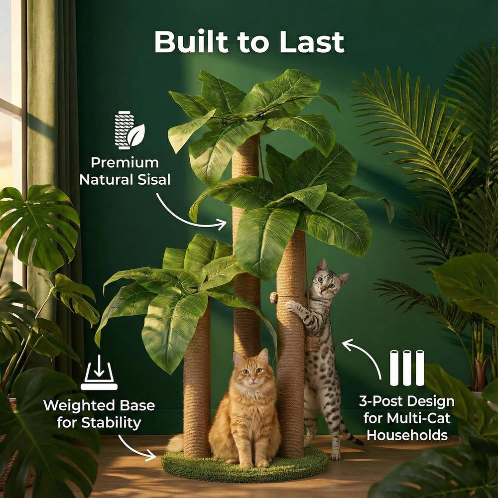 LEMONDA cat scratching tree with three posts for varied scratching heights