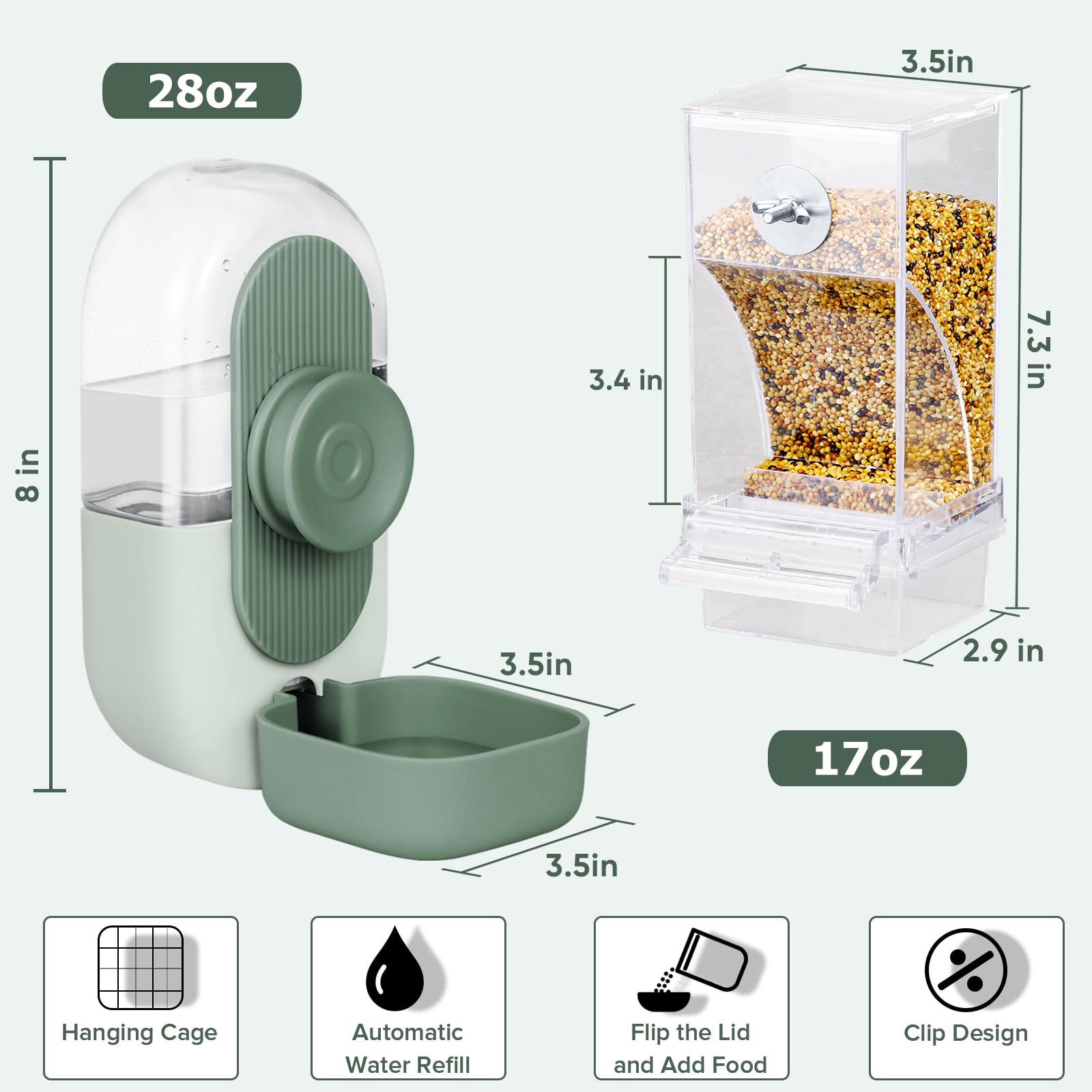 Lemtrflo automatic water dispenser demonstrates effortless hydration in a pet bird cage.