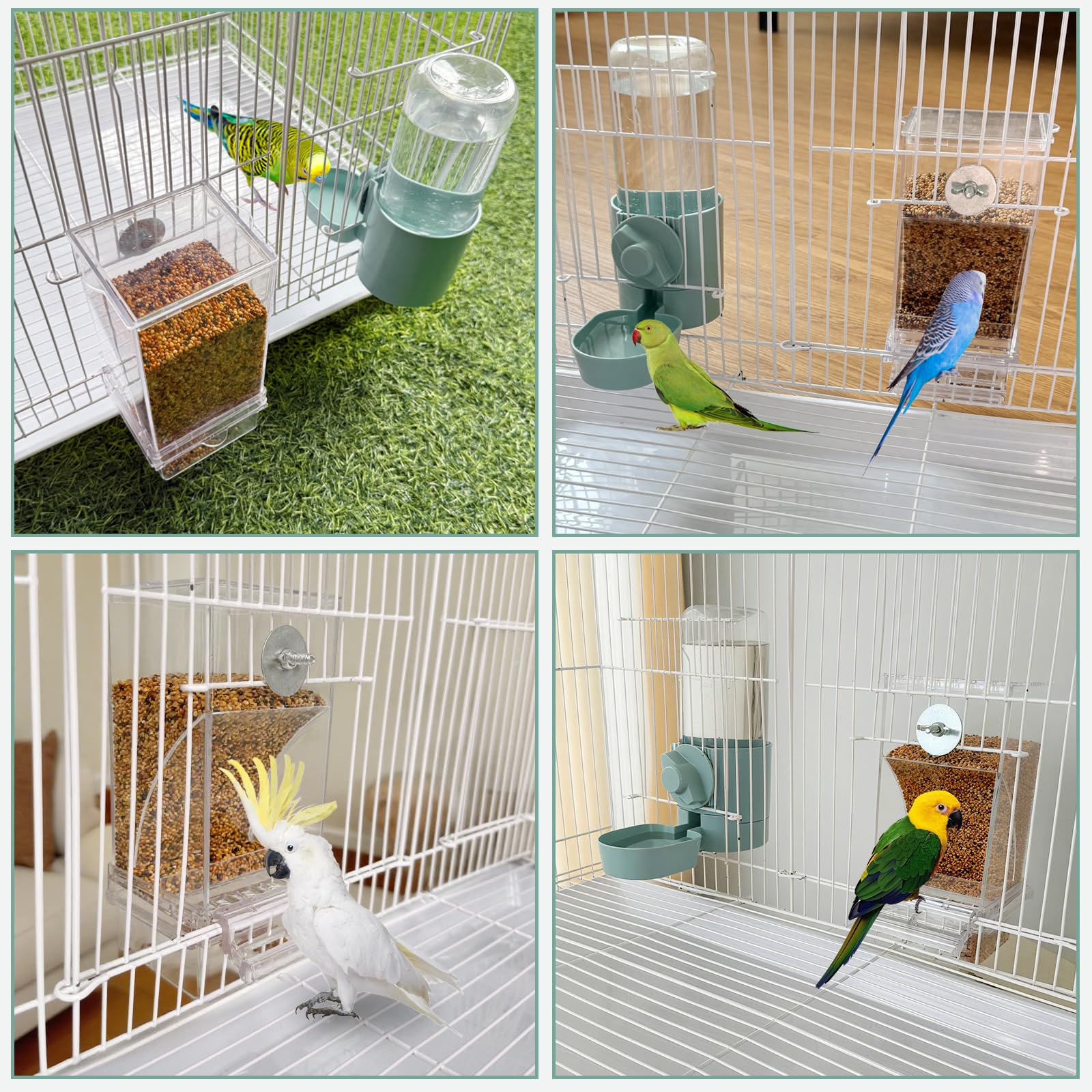 lemtrflo easy-install bird feeder attaches inside or outside cage for flexible placement.