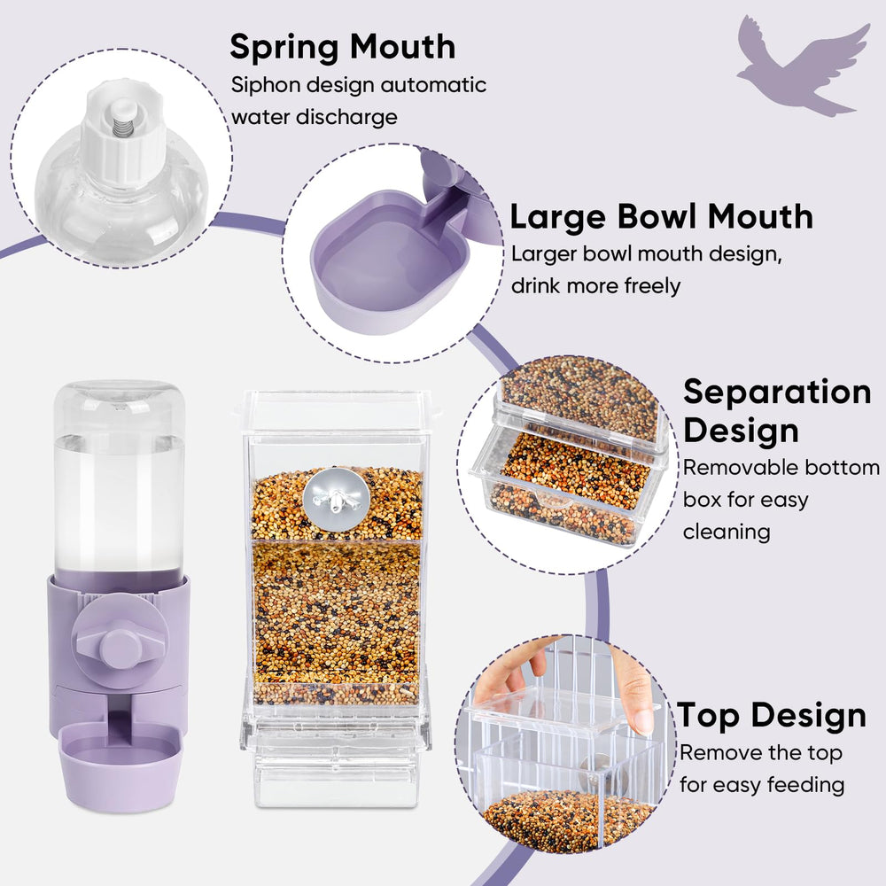 lemtrflo easy installation bird feeder installs with screws for inside or outside cages.