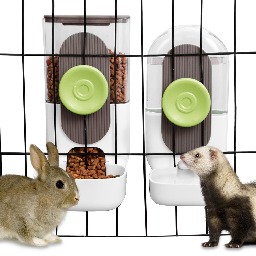 Lemtrflo hanging automatic food dispenser saves space in small cages for tidy feeding.