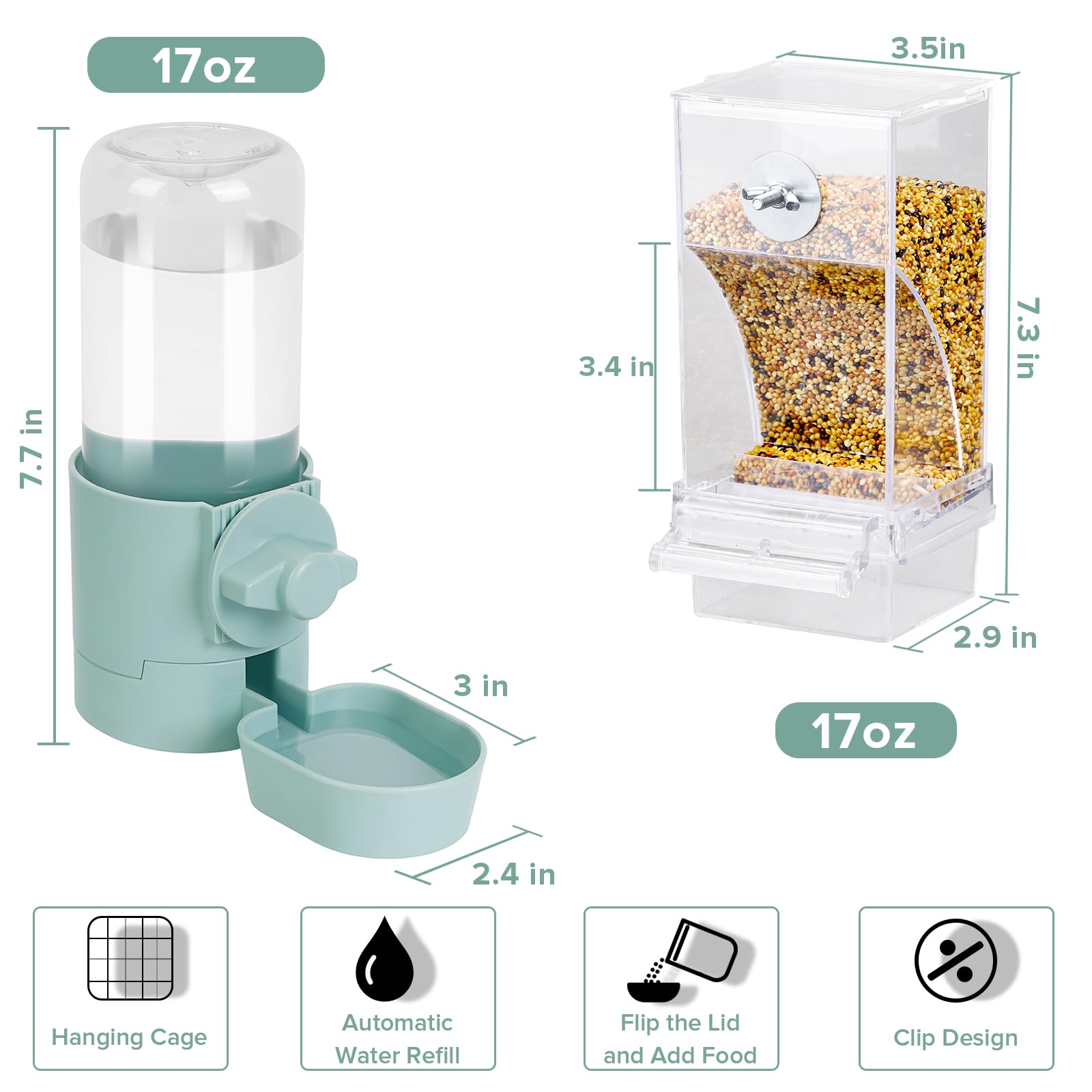 lemtrflo large-capacity feeder holds 500g, supporting 7-15 days of seeds.