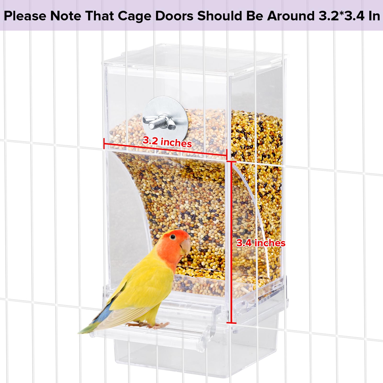 lemtrflo large capacity feeder holds 500g of seeds for days between fills.