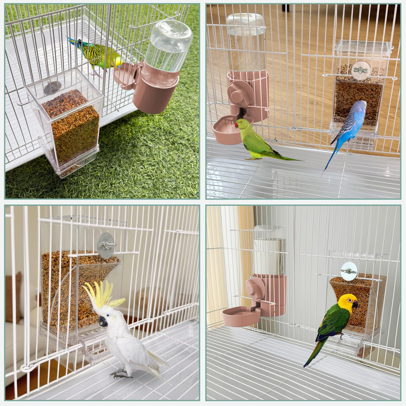 Lemtrflo No Mess Bird Feeder cage-mount option for easy placement.