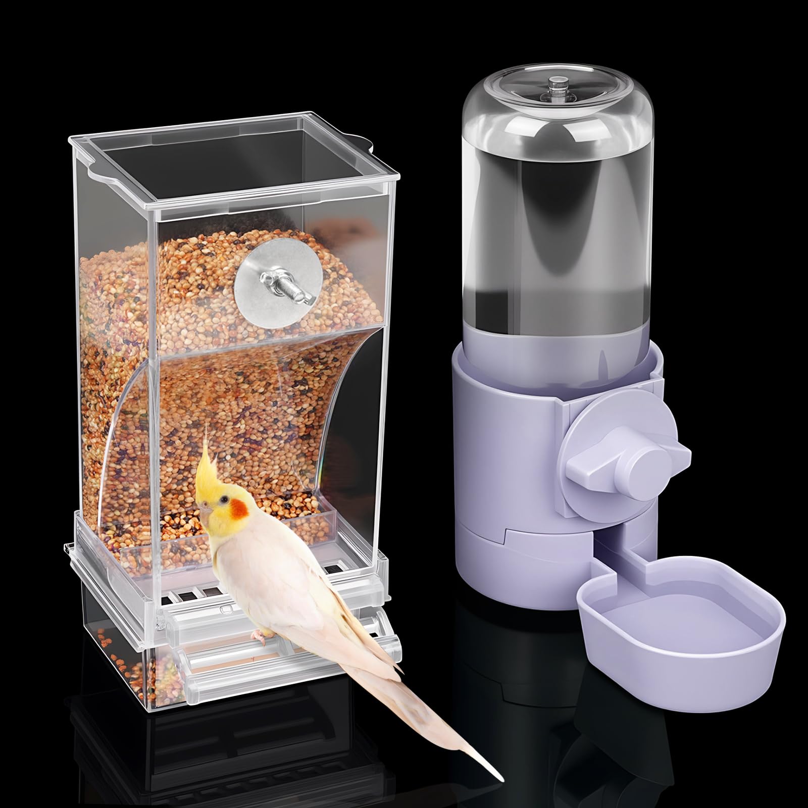 lemtrflo no mess bird feeder with slot compartment keeps cages tidy and reduces waste.