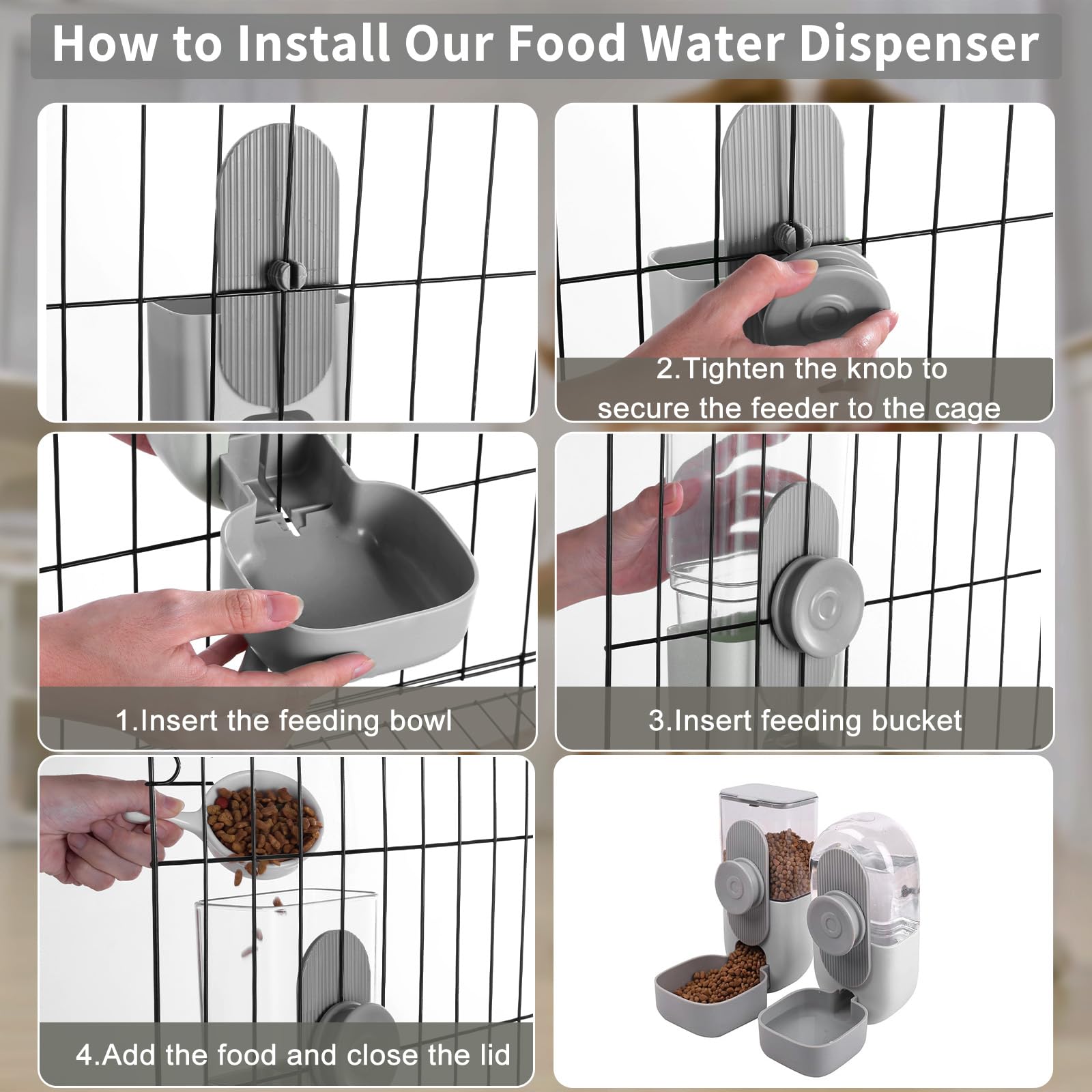 Lemtrflo rabbit water dispenser clip secured to cage for reliable hydration.