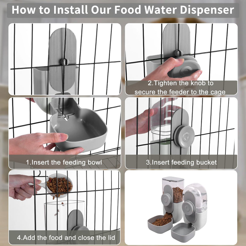 Lemtrflo rabbit water dispenser clip secured to cage for reliable hydration.