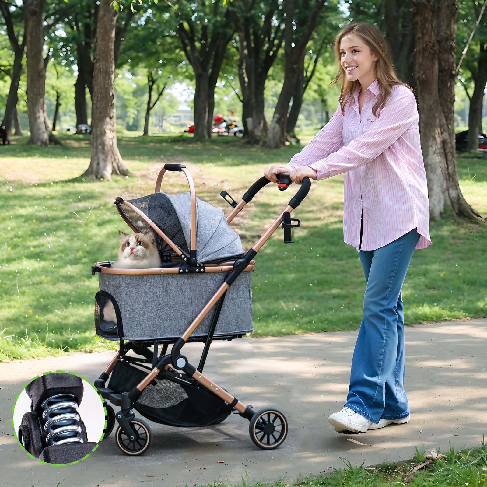 LENSEMUS detachable basket demonstrates easy carrier removal for quick pet transport.