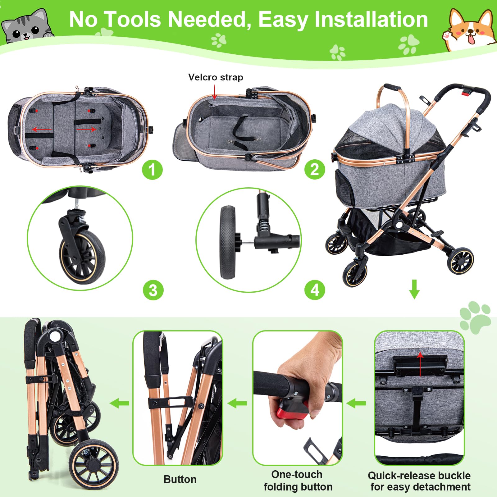 LENSEMUS dog stroller in park shows comfortable daily walks with pets.