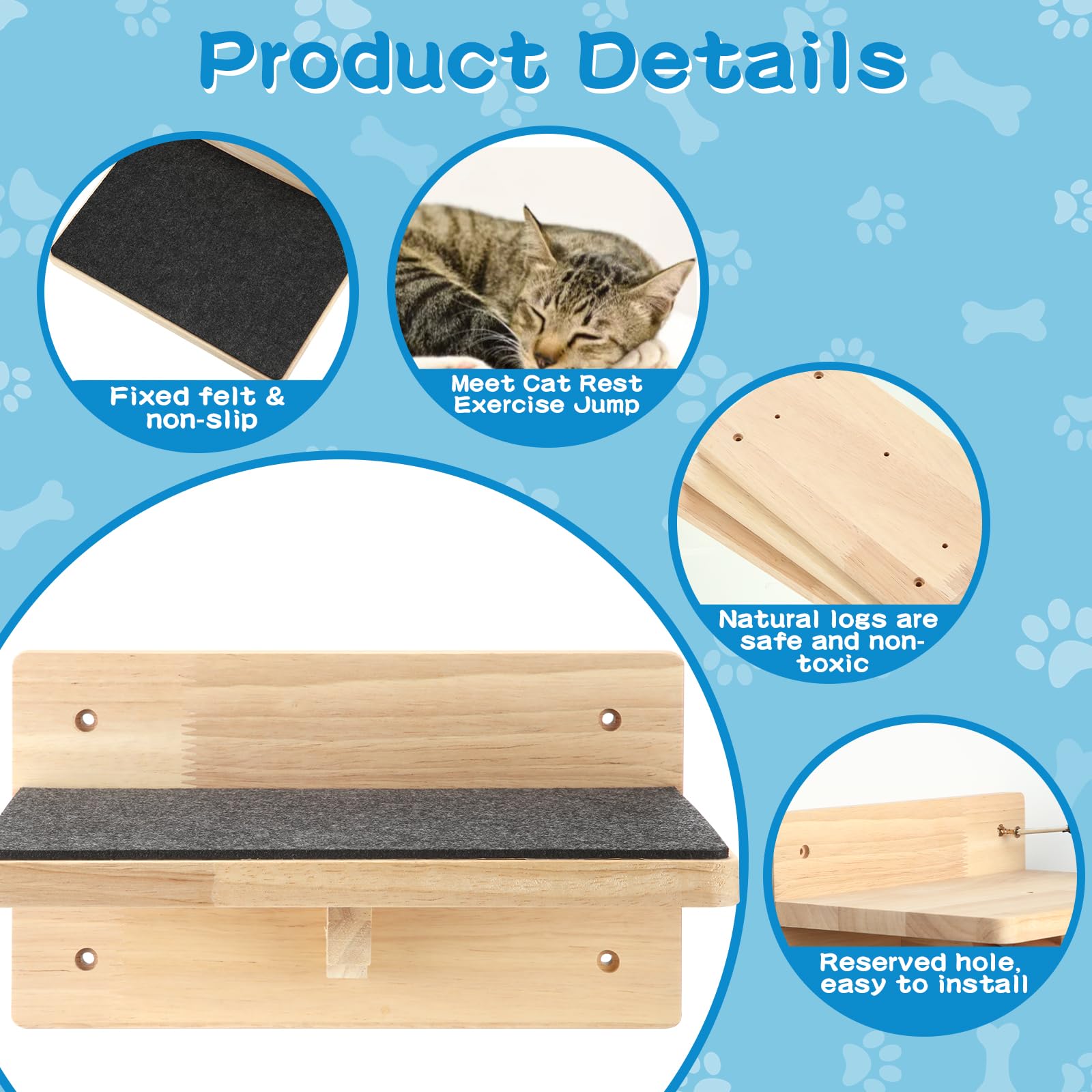 Lenwen cat wall steps cat on wall shelf resting and perching functionality