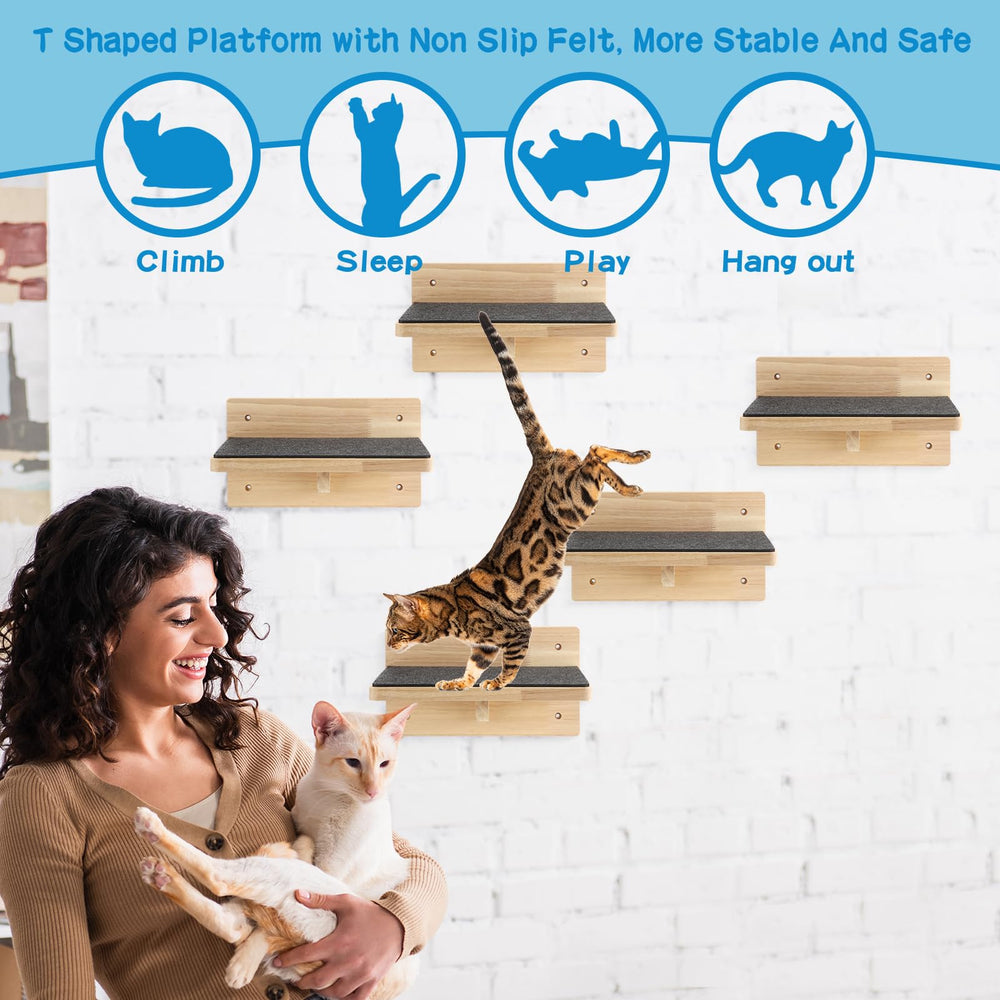 Lenwen cat wall steps non-slip felt detail highlights safer climbing sessions