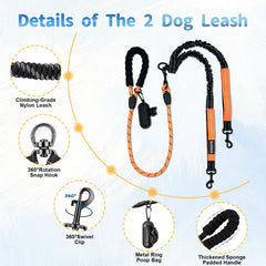 LEOSASA No-Tangle swivel prevents leash twisting during fast-paced walks.