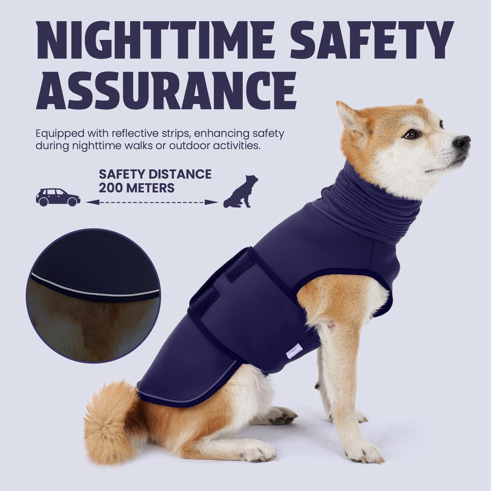 Leotrag dog anxiety vest back view with reflective strip for safety