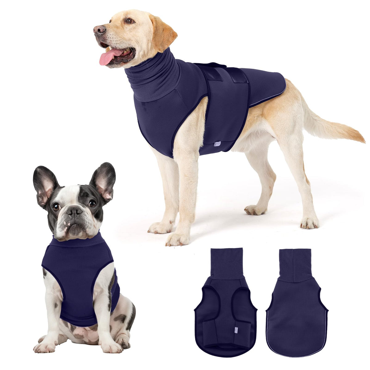 Leotrag dog anxiety vest closeup shows snug wrap for calming pressure