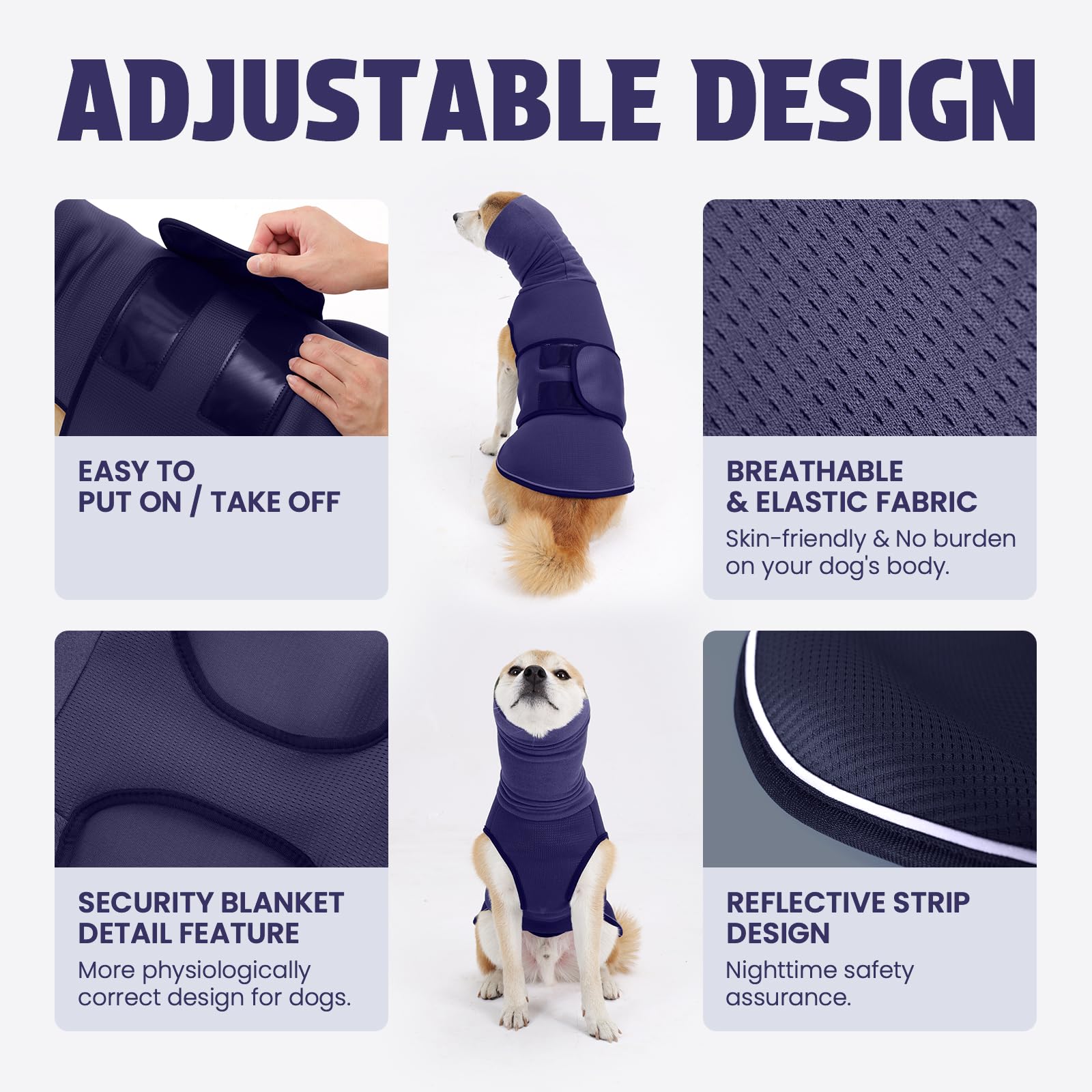 Leotrag dog anxiety vest ear wrap closeup highlighting warmth and secure fit
