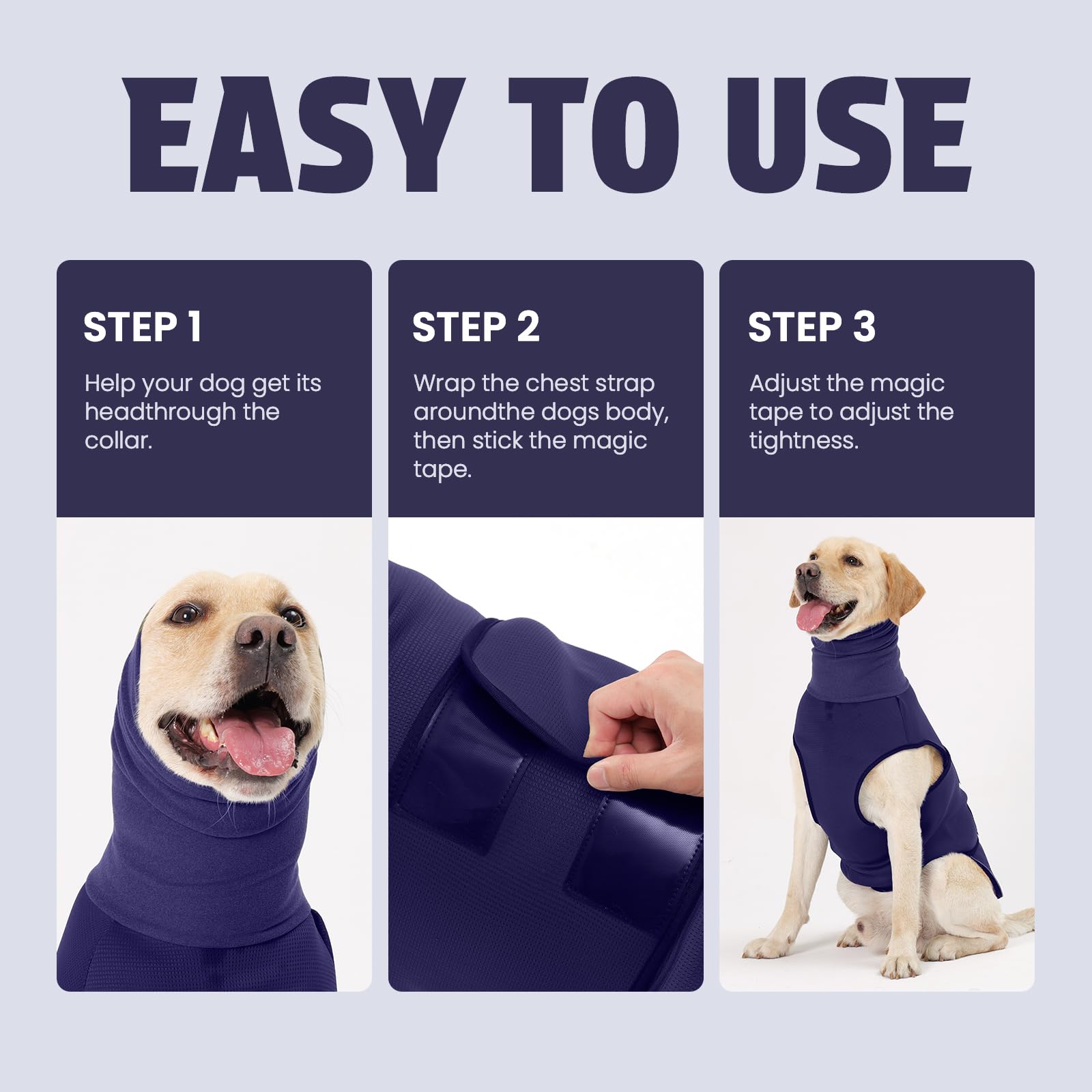 Leotrag dog anxiety vest breathable and washable fabric closeup