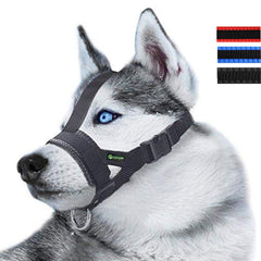 Lepark head strap muzzle with secure fit prevents escape during walks.