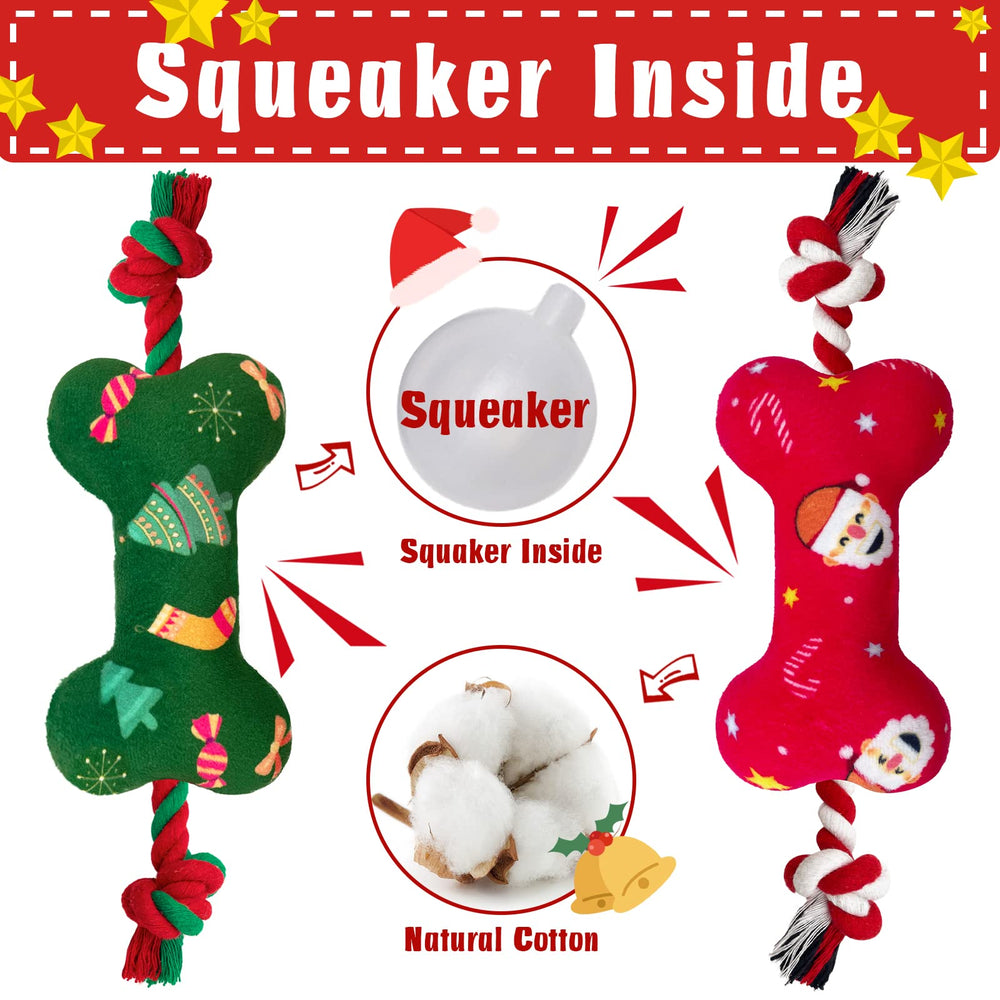 Lepawit 2-pack Christmas dog toys demonstrates versatile squeaky play for dogs.