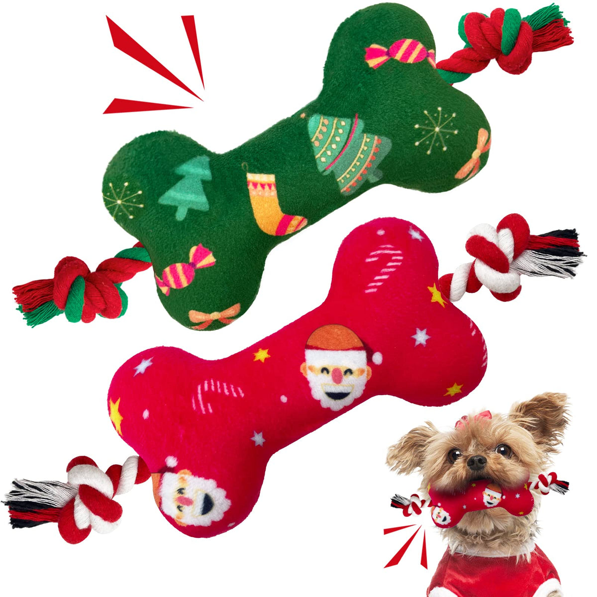 Lepawit Christmas dog toy for small dogs with squeaker promotes lively indoor play.