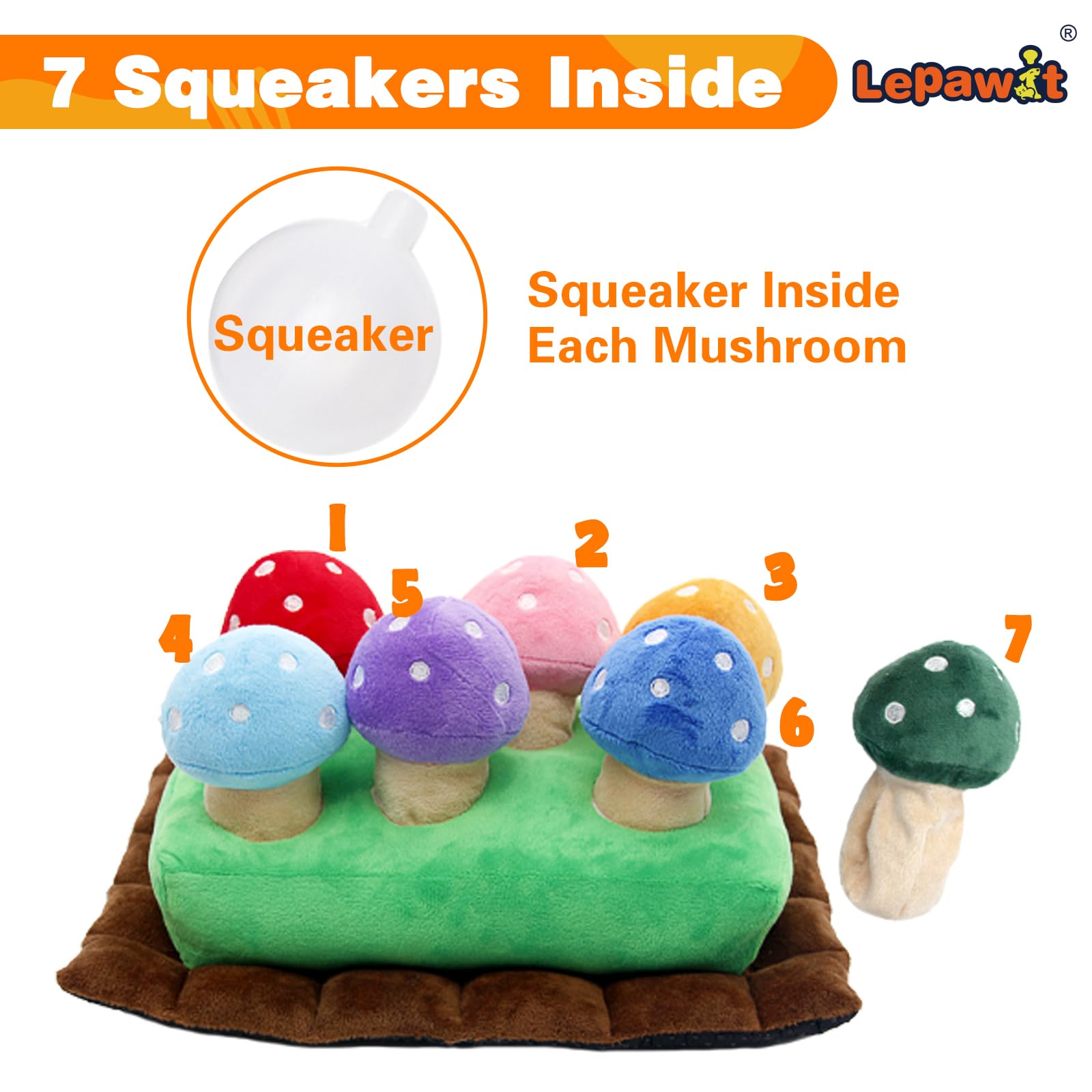 Lepawit Hide and Seek squeaker closeup captures dog attention with lively squeaks