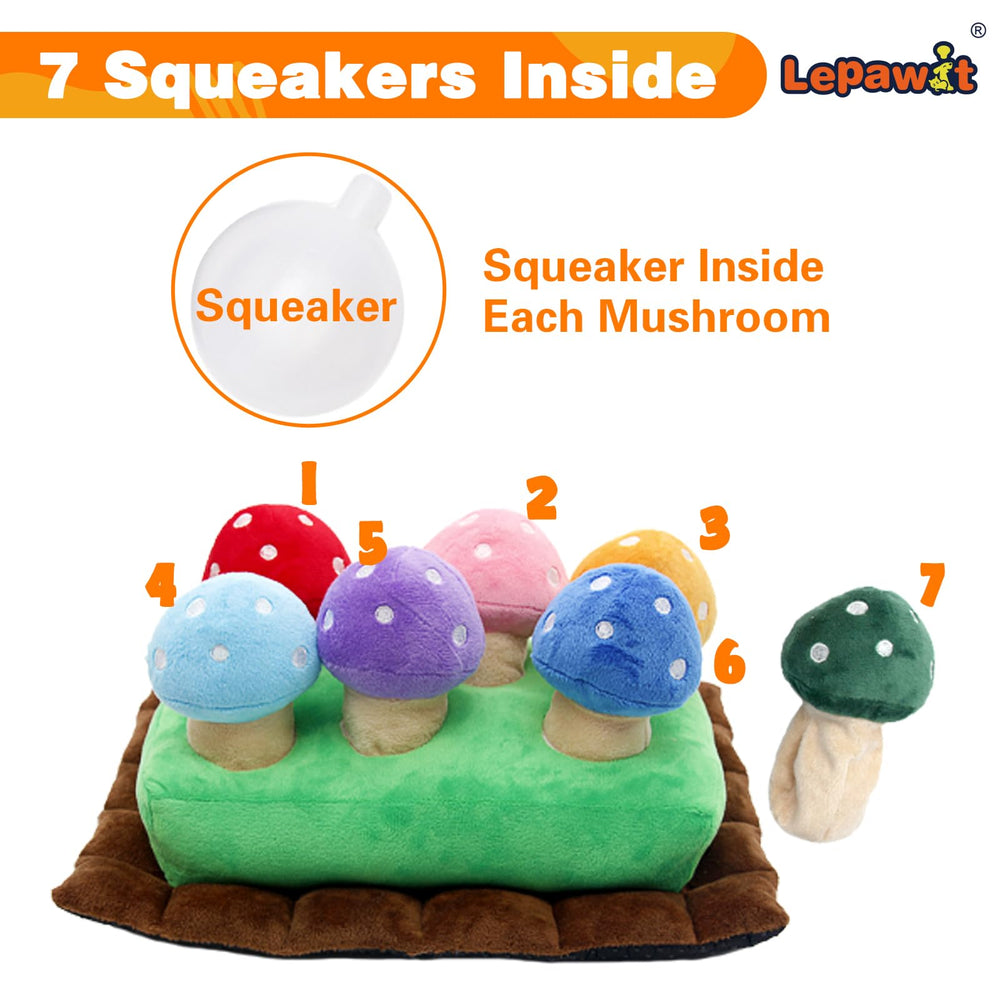 Lepawit Hide and Seek squeaker closeup captures dog attention with lively squeaks