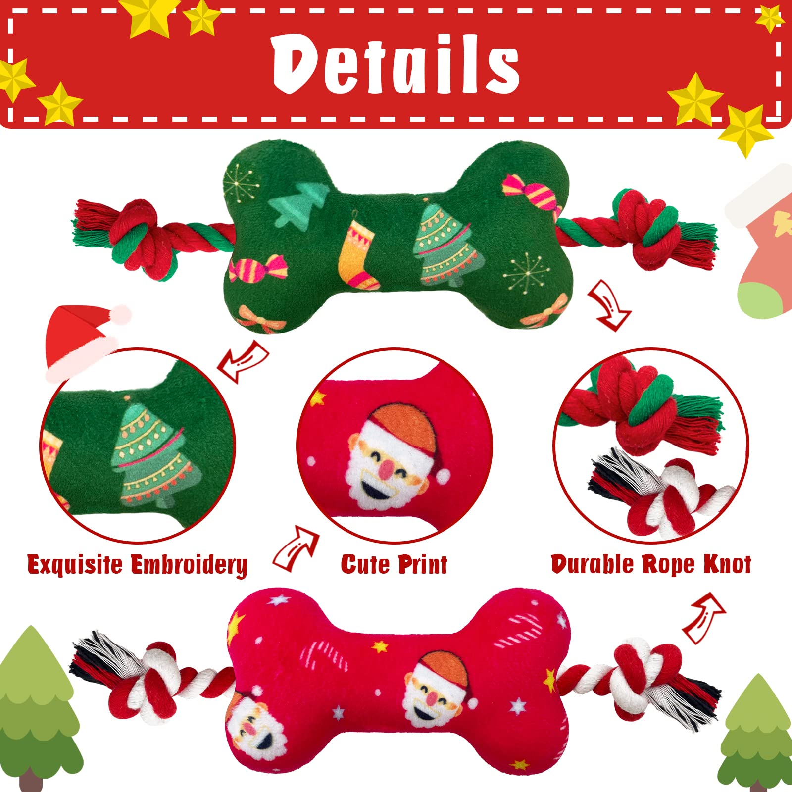 Lepawit soft-plush Christmas toy closeup highlights cozy texture for gentle chewers.