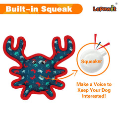 Lepawit Squeaky Dog Toy Crab size 8in-9in fits small and medium dogs safely.