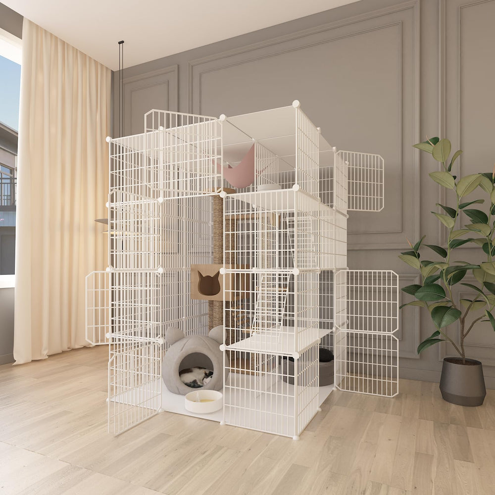 Leptzoa cat cage featuring easy access doors for safe pet interaction.