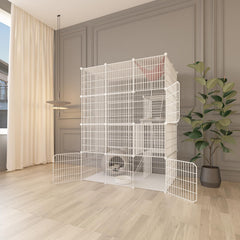 Leptzoa cat cage interior view shows spacious 3-tier layout for play