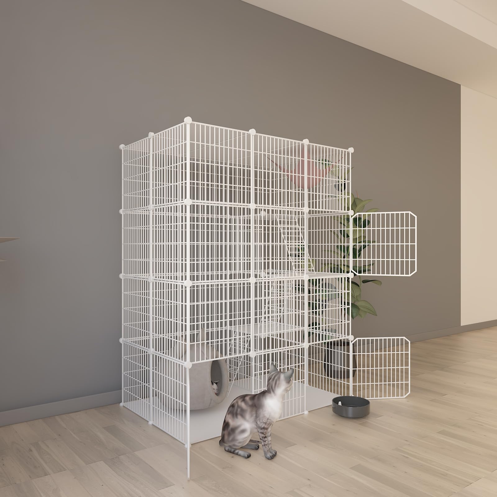 Leptzoa cat cage spacious design supports multiple cats or small animals
