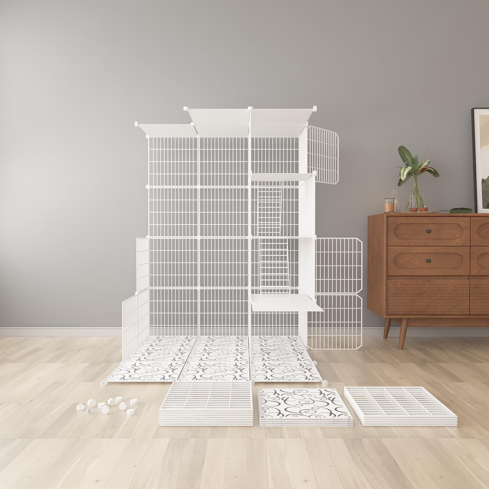 Leptzoa cat cage spacious for kittens promoting playful exercise and rest.