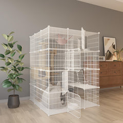 Leptzoa large 4-tier cat cage indoors with spacious 41in L by 41in W by 55in H layout for multiple pets.