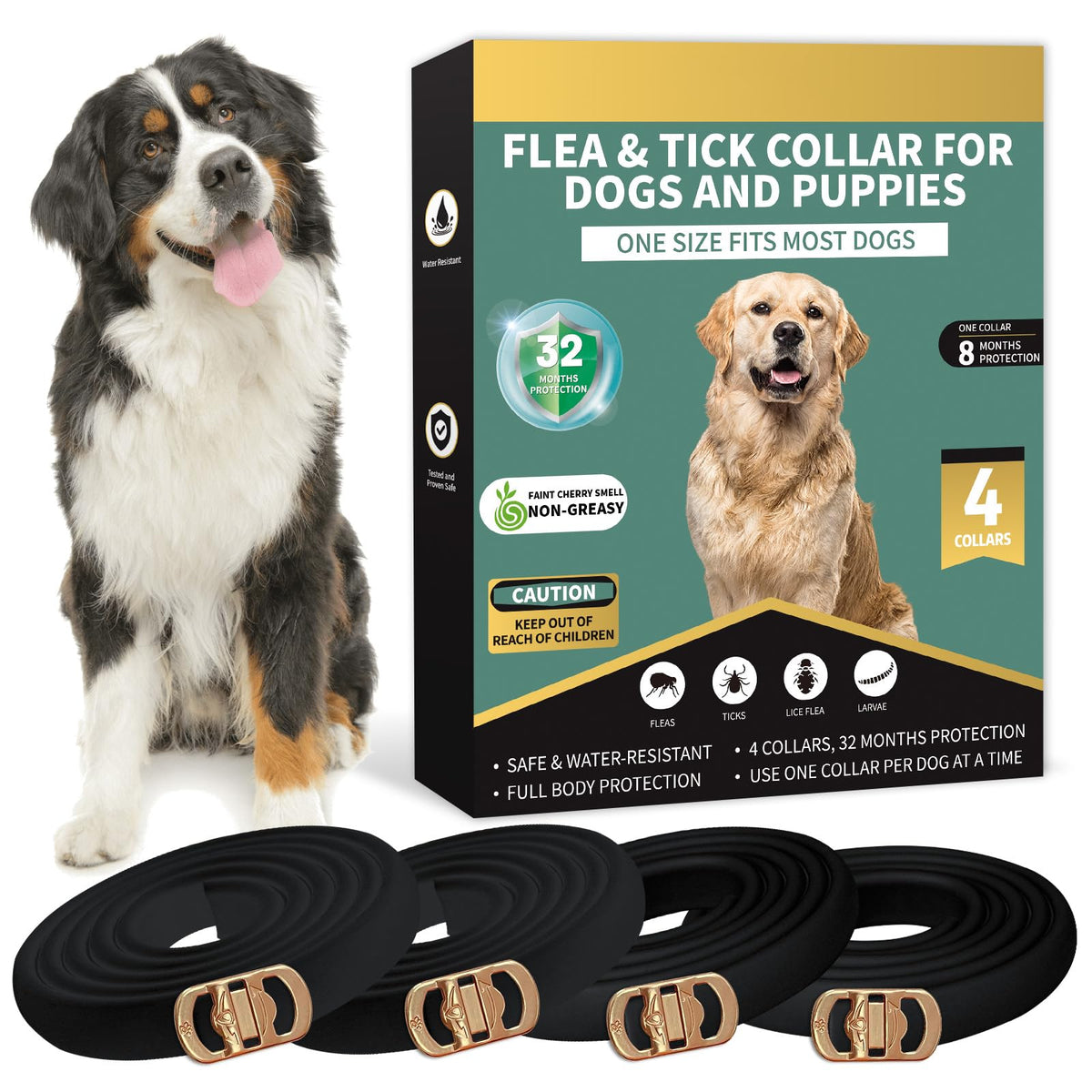 Lerqua flea collar for dogs 4-pack overview showing long-lasting protection potential