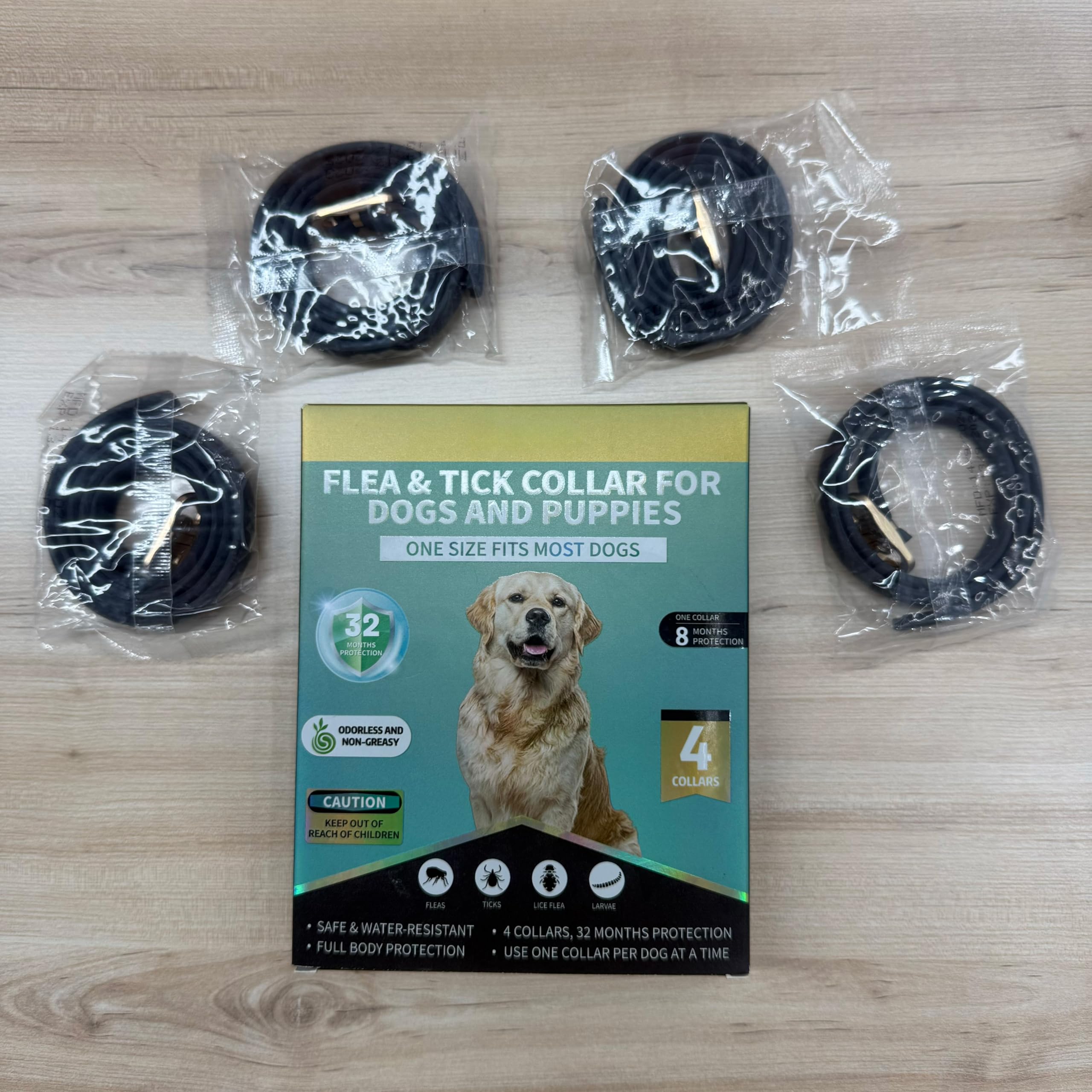 Lerqua flea collar on a dog's neck demonstrates comfortable daily wear