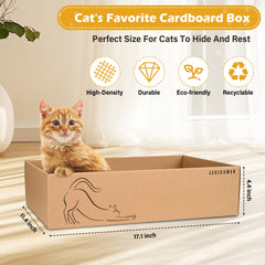 Lesissmer box with scratch pad converted into a cozy cat bed