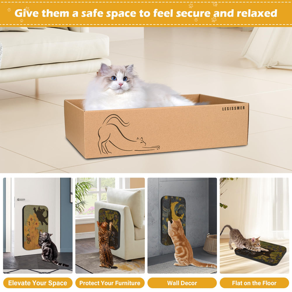 Removable Velcro wall-mount strips included with Lesissmer scratcher set