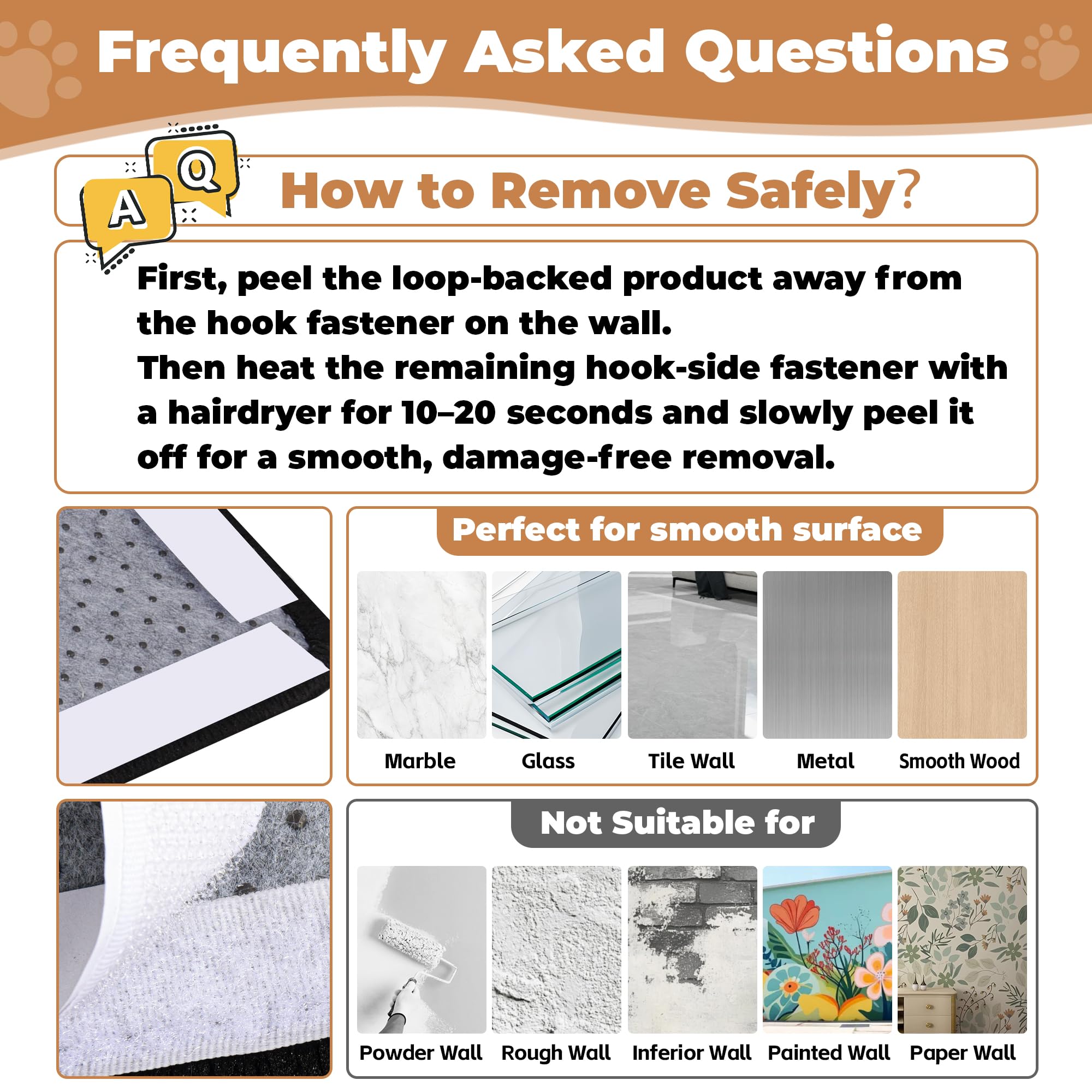 lesissmer easy-removal design leaves no wall or furniture residue