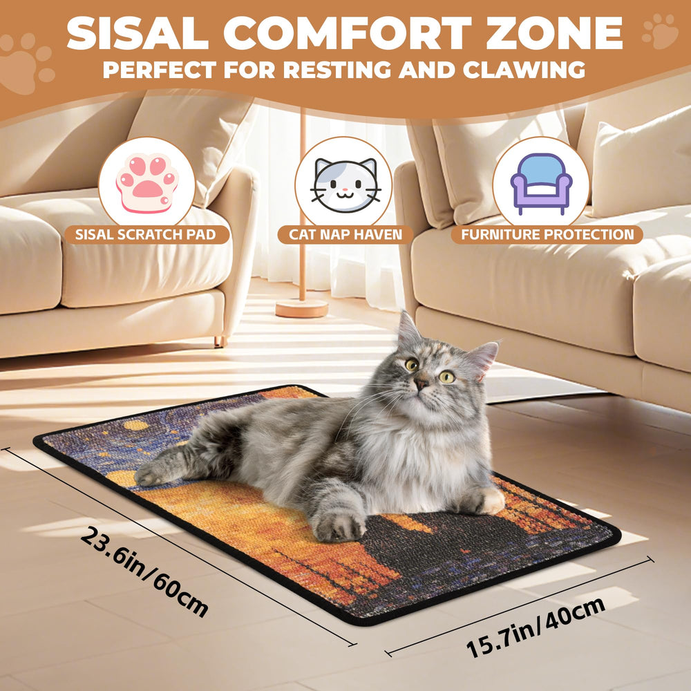 lesissmer floor-use sisal scratcher mat providing entertaining scratching and stretch opportunities