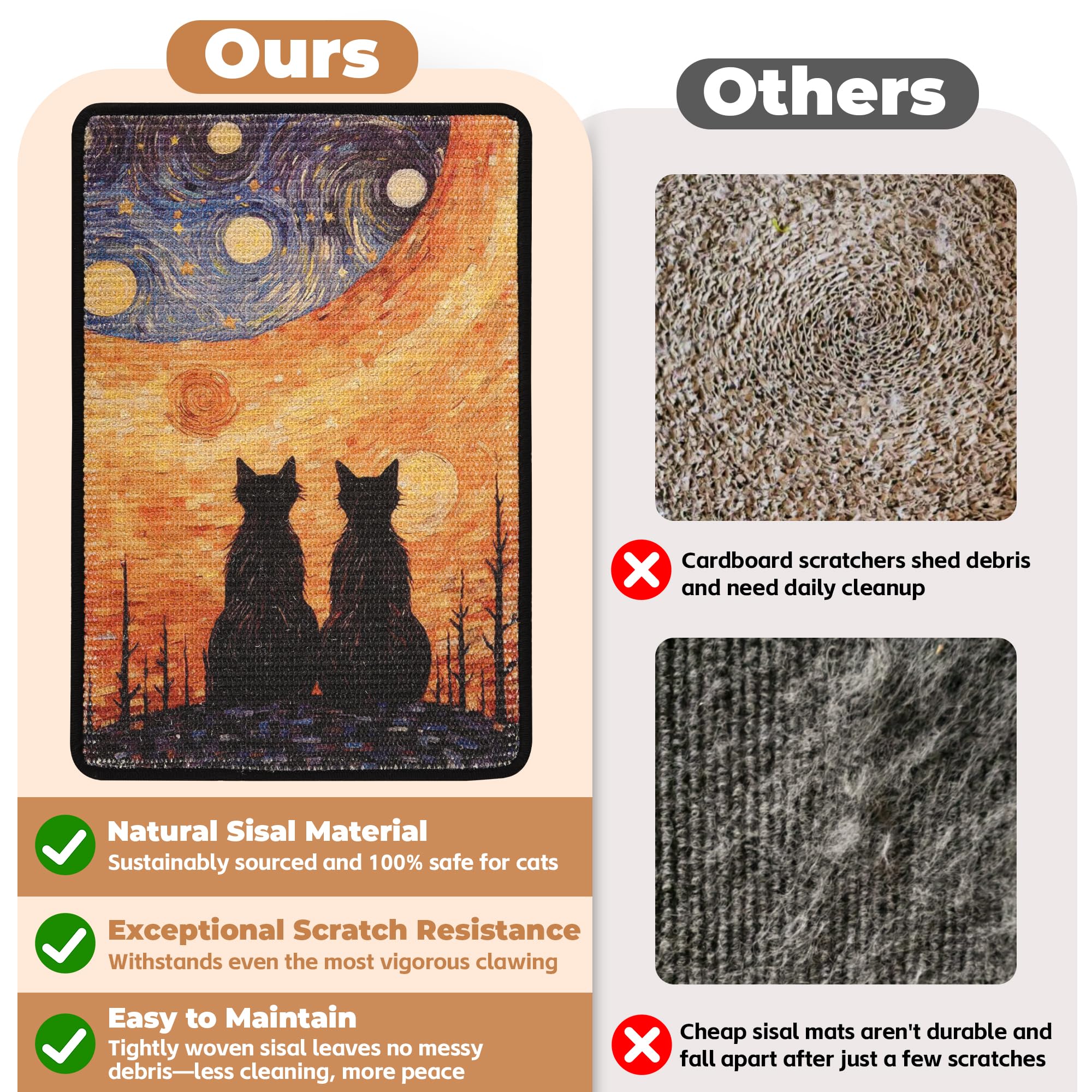 lesissmer sisal mat features tear-resistance and long-lasting scratching surface