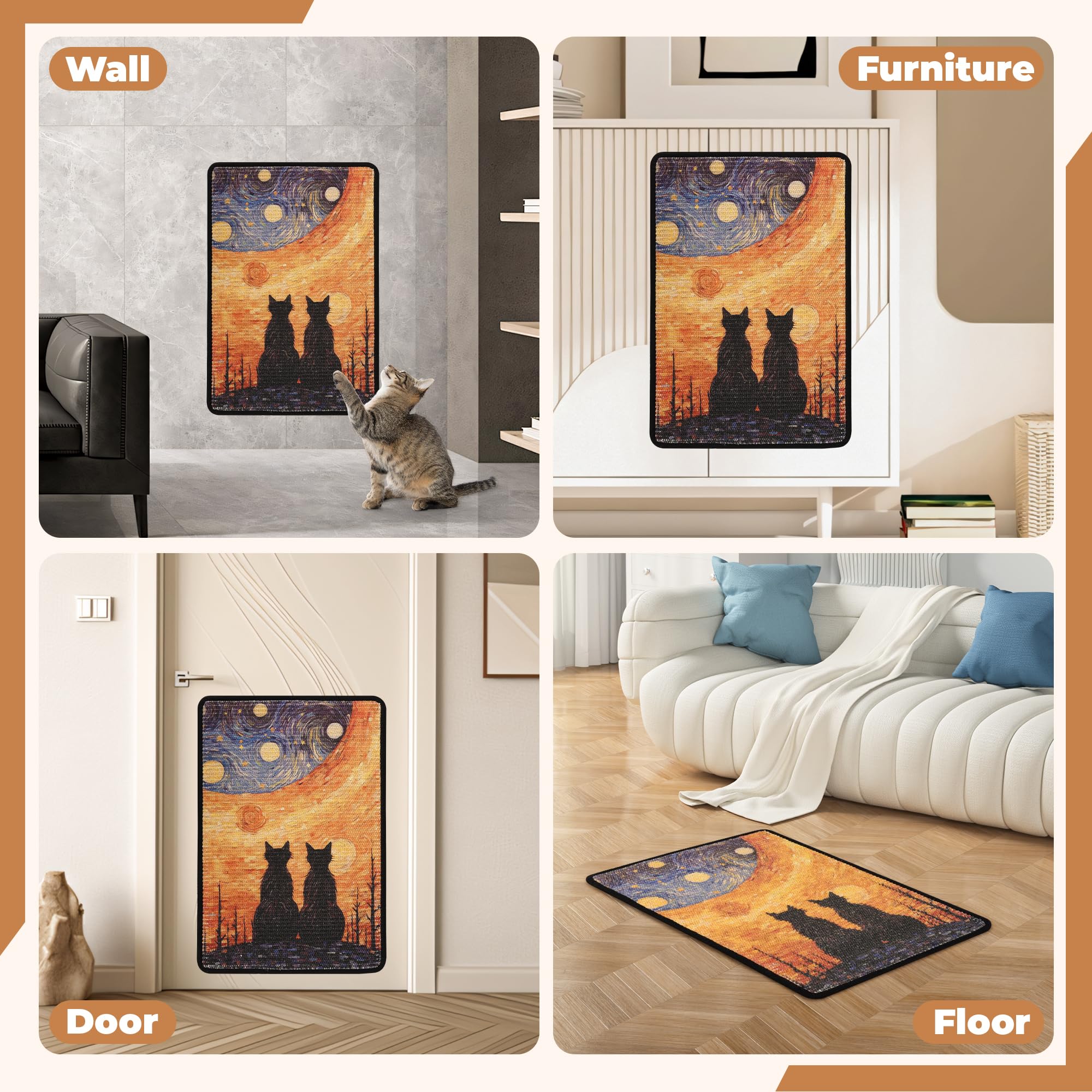 lesissmer velcro-backed scratcher for quick, secure wall mounting without tools
