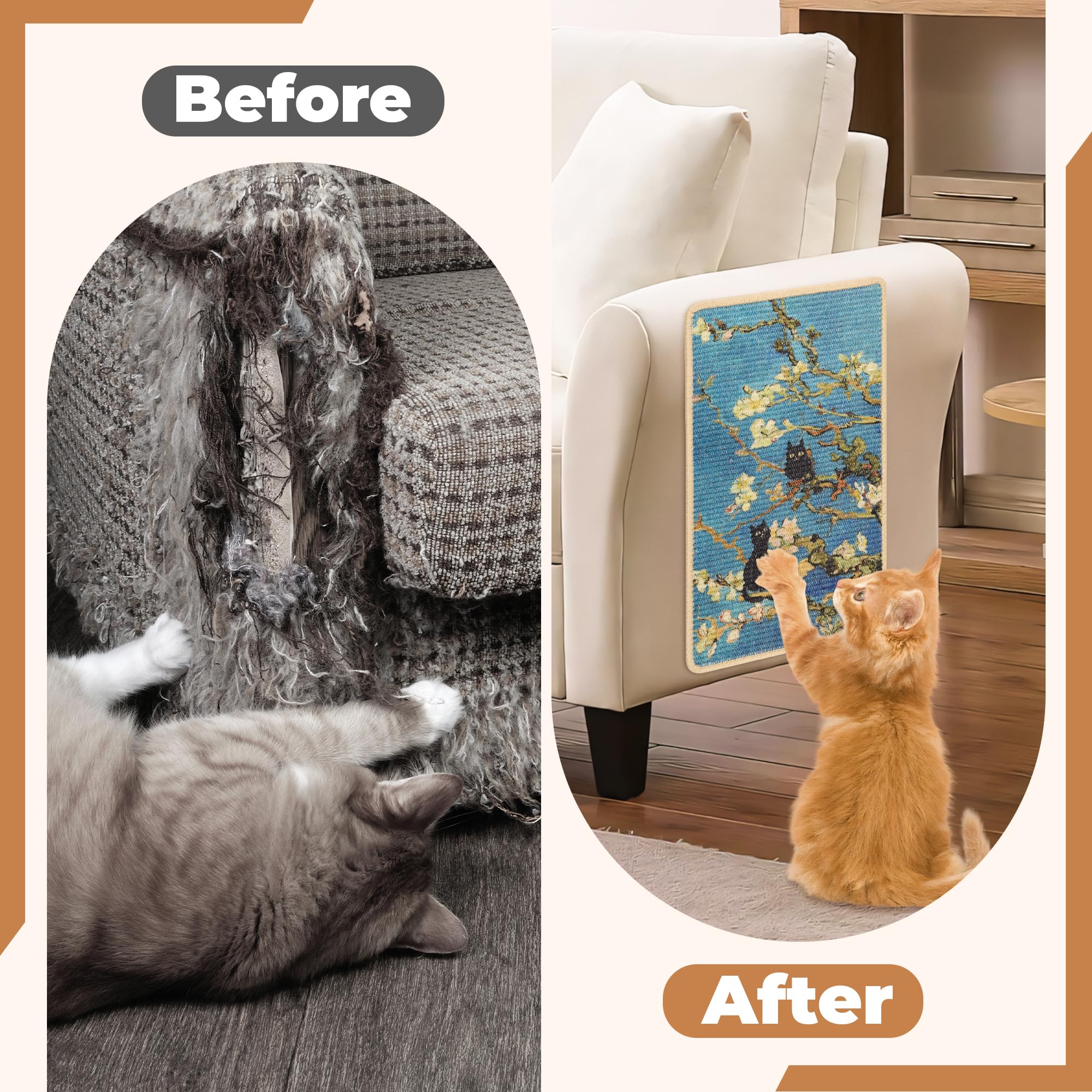 Lesissmer sisal scratch mat anti-slip-back keeps mat in place during playtime.