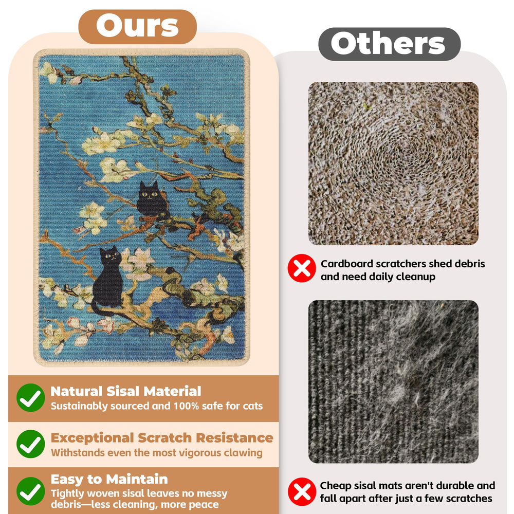 Lesissmer sisal scratch mat durable natural-sisal closeup highlights tough, fray-resistant fibers.