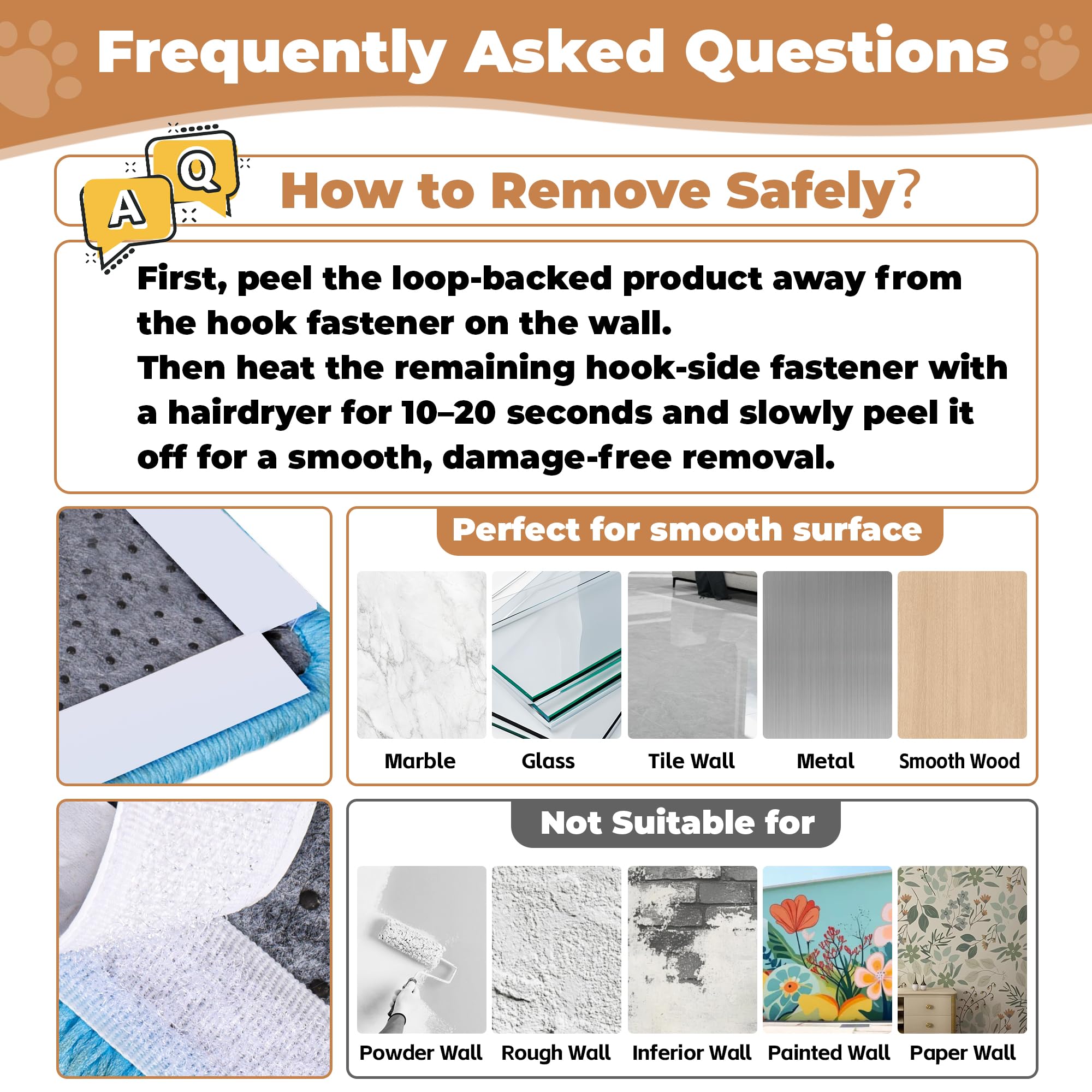Lesissmer sisal scratch mat wall-installation demonstrates simple setup and residue-free removal.