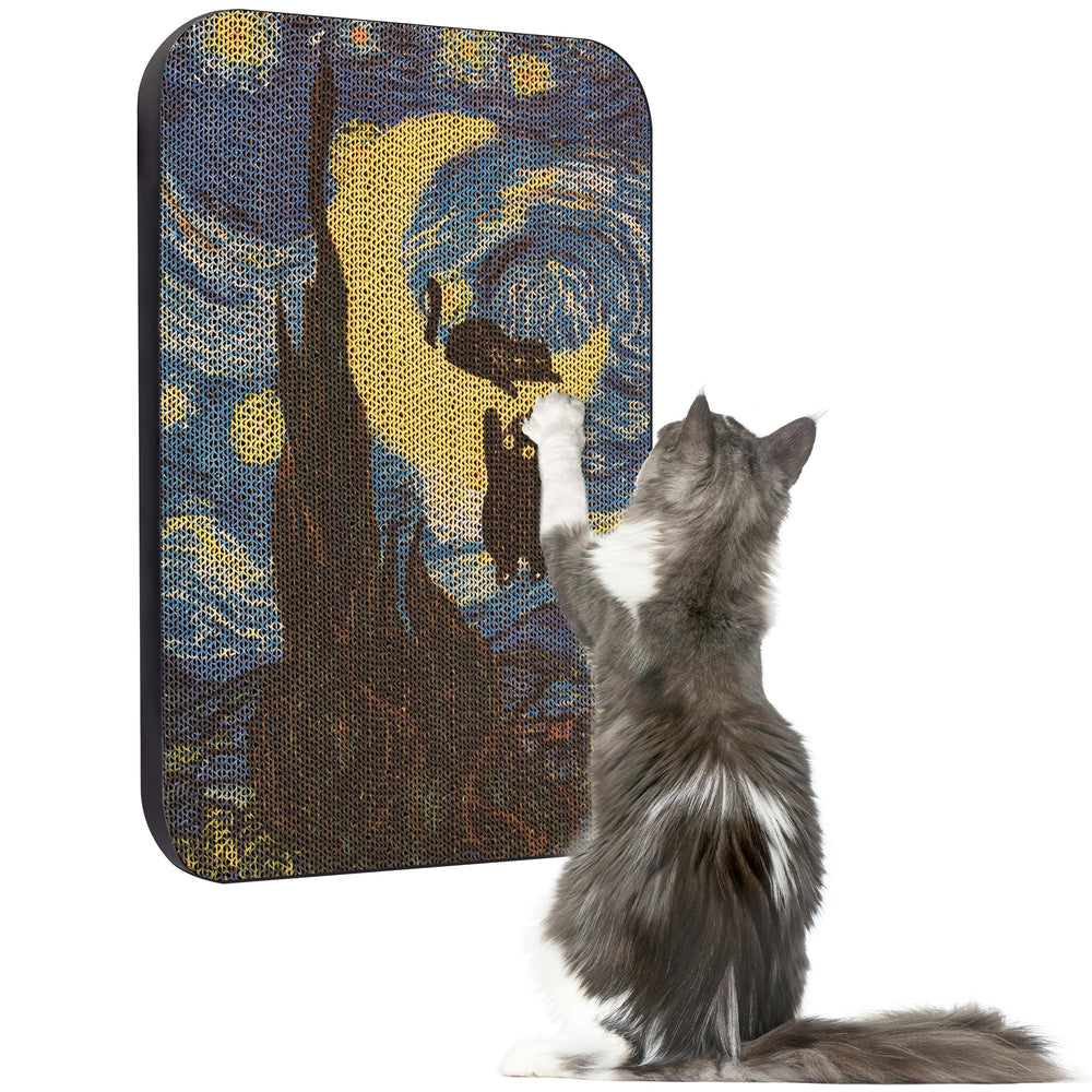 Lesissmer tablero rasguño para gato en pared con diseño noche estrellada, ideal para entretenimiento