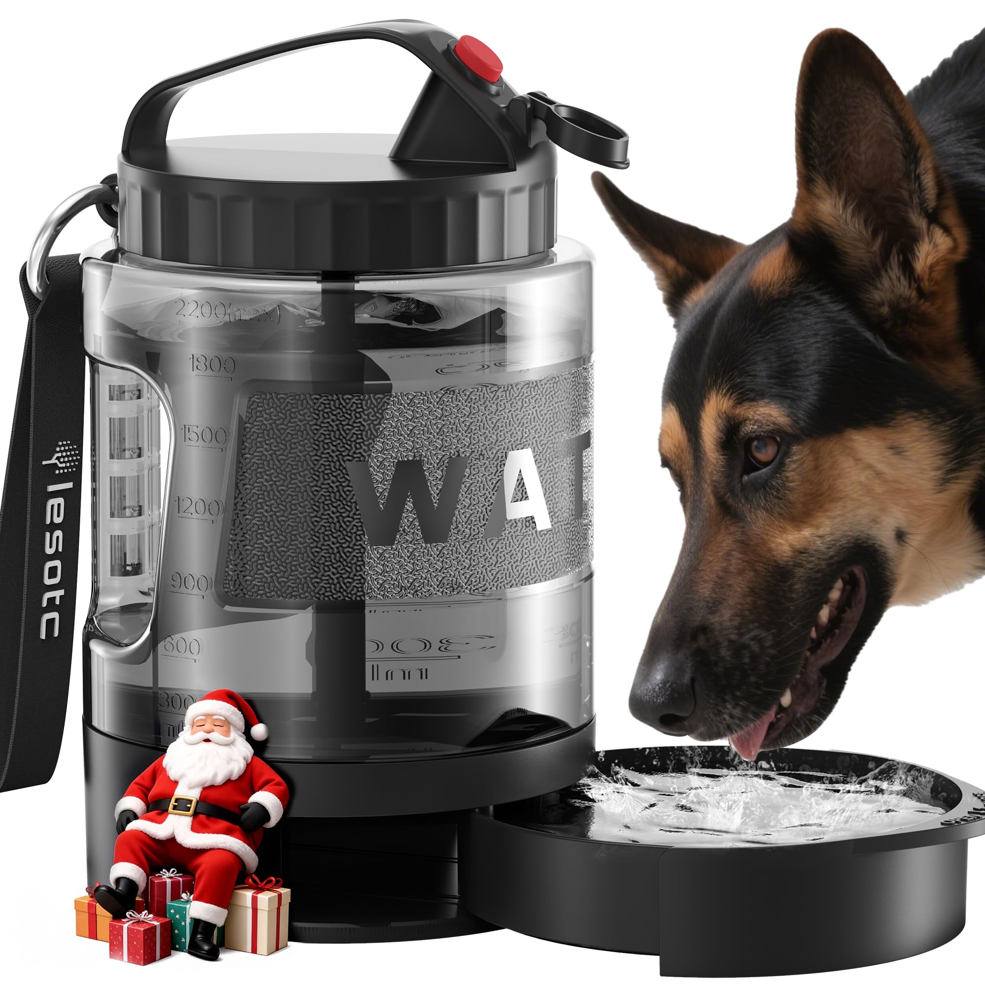 lesotc dog travel water bottle cap close-up showing leak-proof lid for mess-free trips