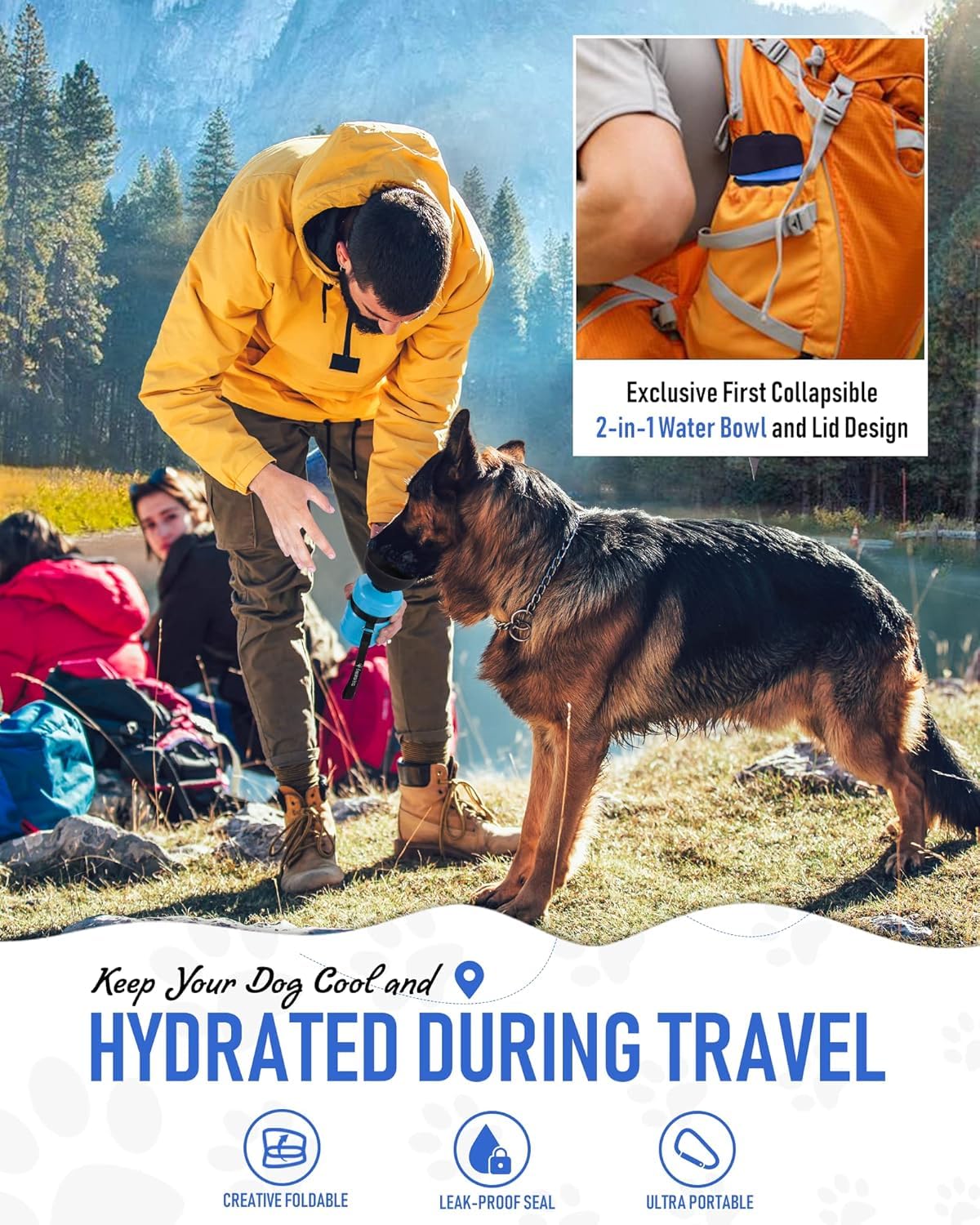 Lesotc dog water bottle silicone seal aids reliable leak prevention in transit