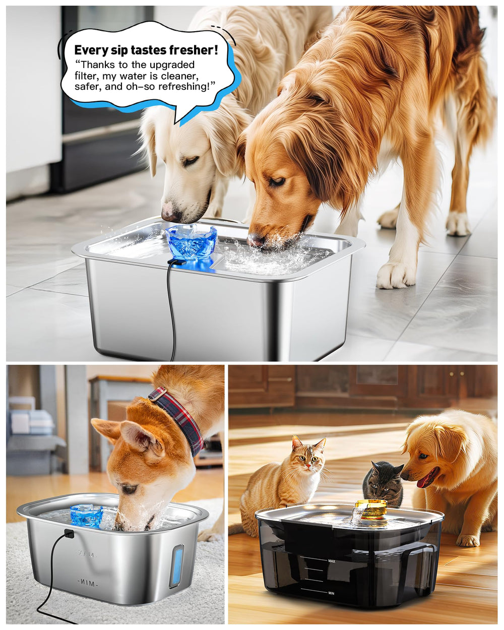 Lesotc durable stainless-steel components indicate long-lasting fountain compatibility.